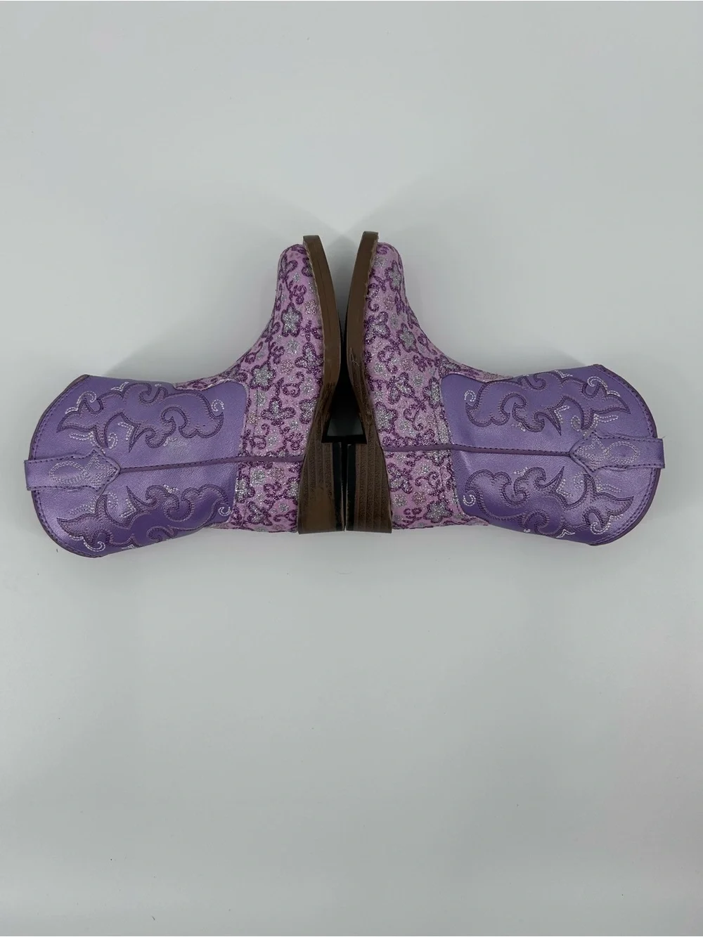 Roper Kids Lavender Floral Glitter Western Cowboy Boots - Toddler Size 6